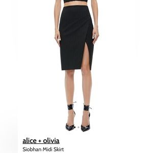 Alice + Olivia Siobhan skirt in pinstripe